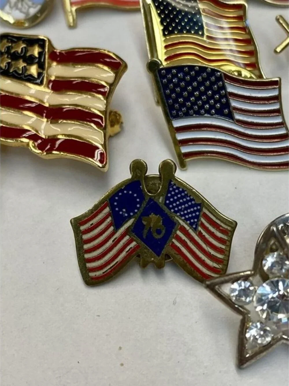 Enamel Pin LOT 16 Flags US Postage Stamps 1776 Yellow Ribbon Desert Storm Titan